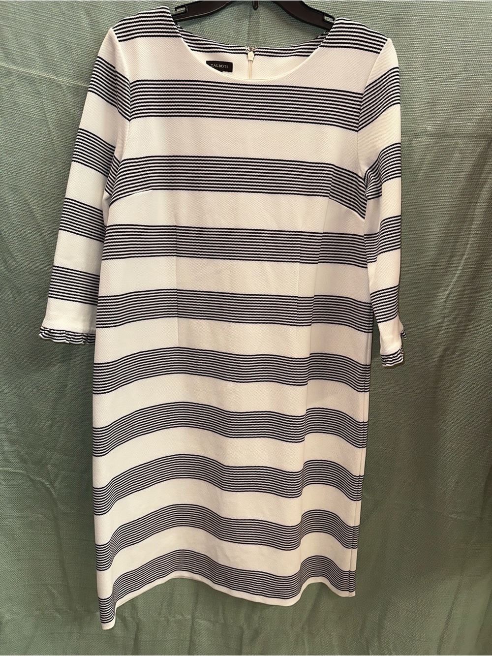 Talbots Navy & White Striped Midi Dress